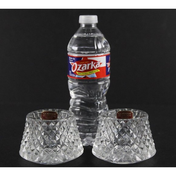 Gorham FULL LEAD CRYSTAL CANDLE HOLDERS Hand Crafted in Yugoslavia Hand Cut ANB - Picture 2 of 12